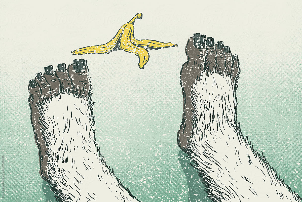 Yeti Feet Slipped On Banana Peel In Winter
