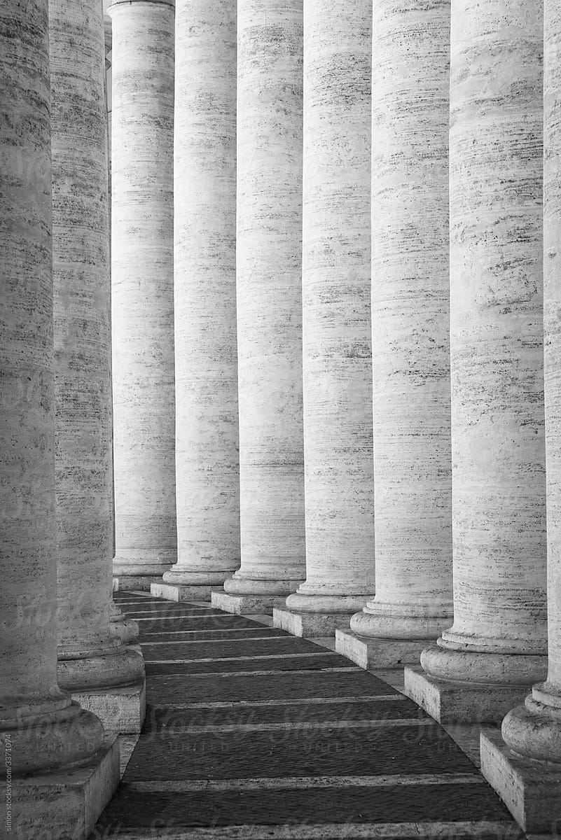 Architectural columns in a row