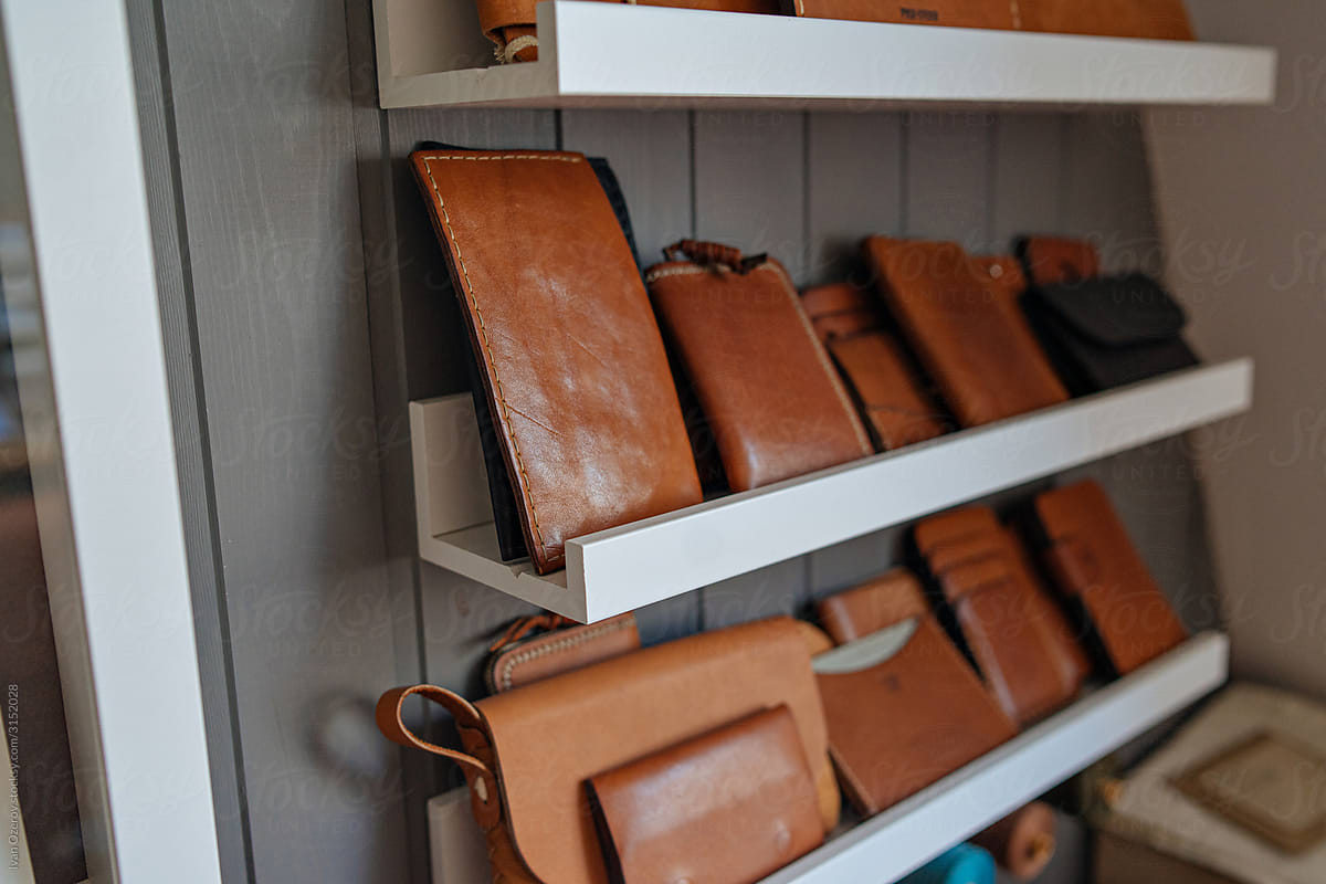 finished products in a leather workshop