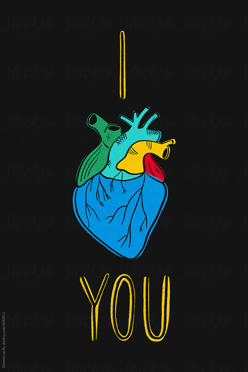 Anatomical heart illustration with text