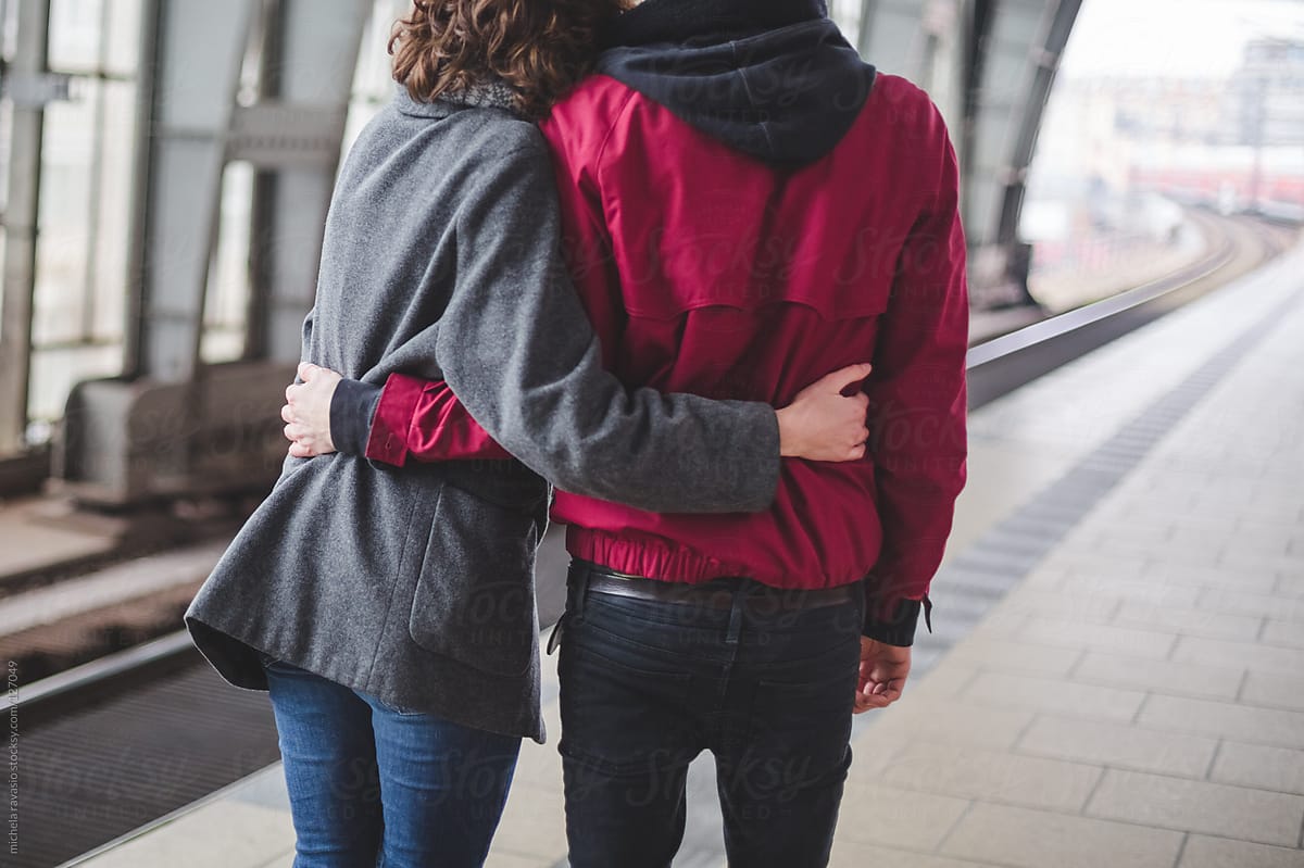 Couple in railway station