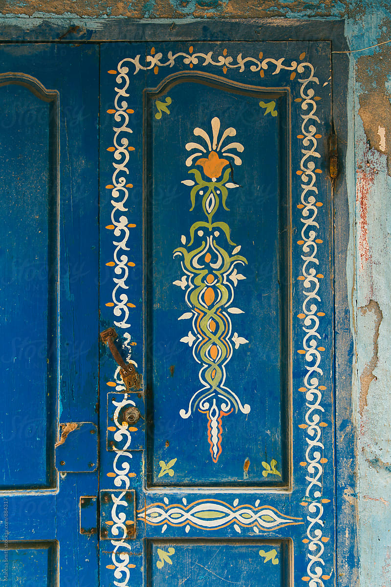 A pretty hand-painted wooden door