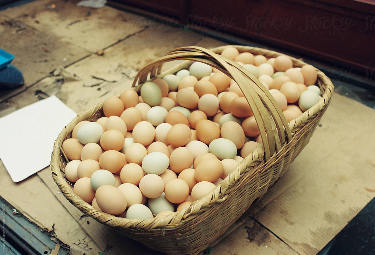 A basket of earthen eggs