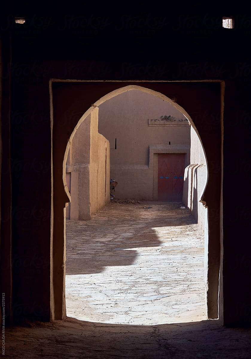 Entrance To Arabic House, ancient Kasbah, Marrakech, Morocco.