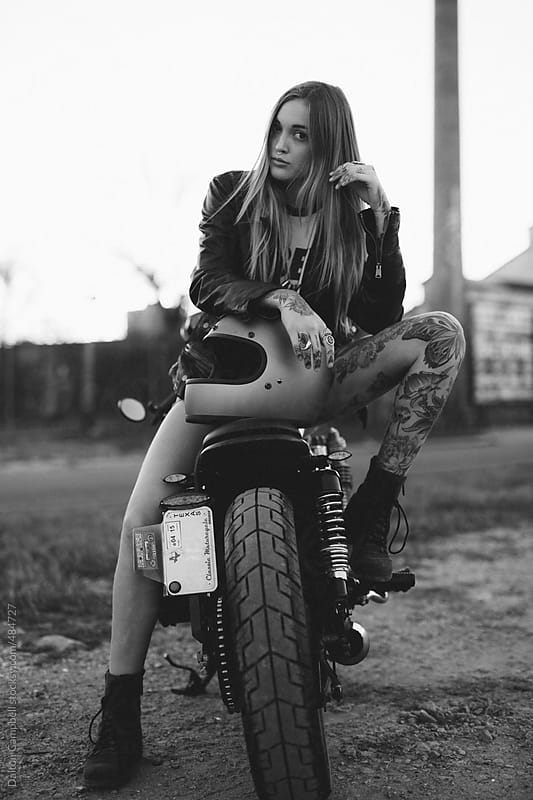 Attractive Girl Motorcycle Rider Posing By Dalton Campbell Stocksy United