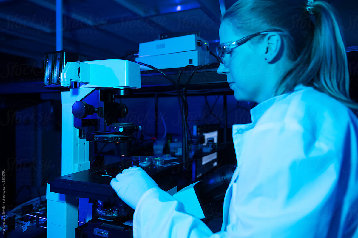 Scientist Working At Laser Technology Lab