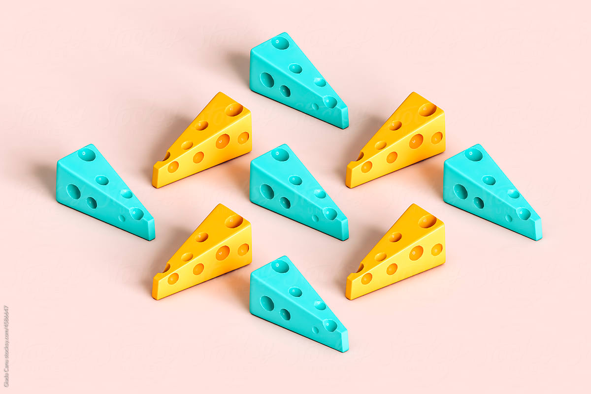 rhombus of slices of cheese. 3d render