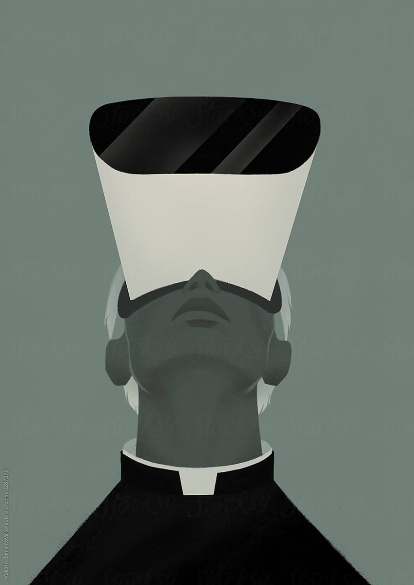 portrait of a man in VR glasses illustration