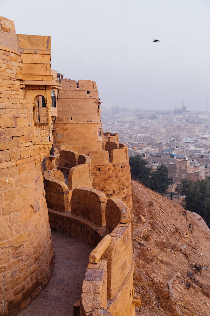 Sunset over the city of Jaisalmer, from the 800+ year old fort