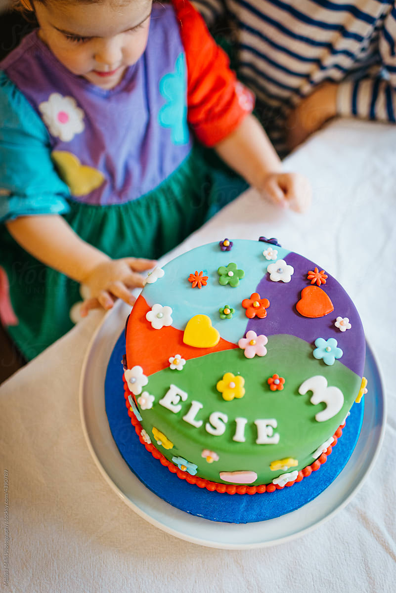 Flower power birthday cake for 3 year old girl