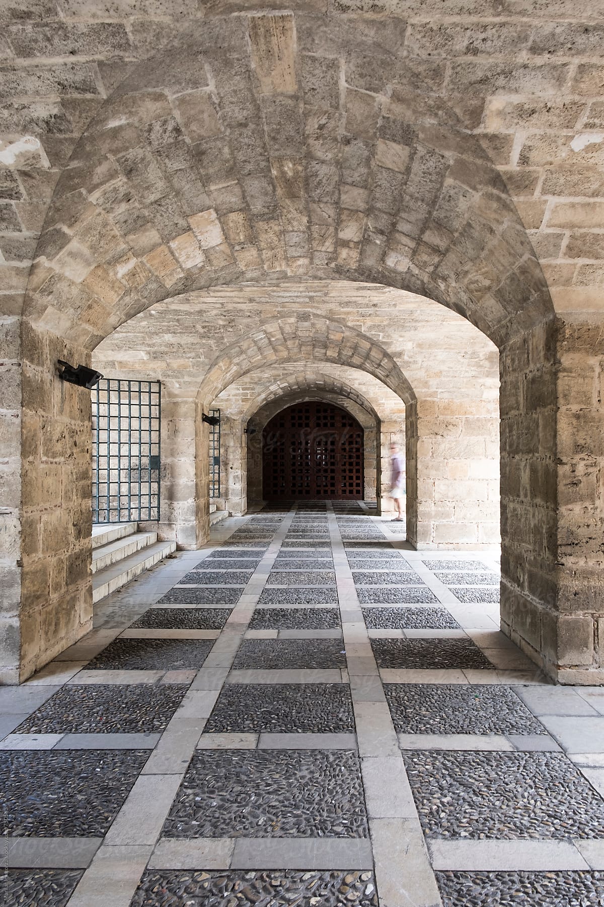 Tunnel arches of Almudaina Palace in Palma de Majorca