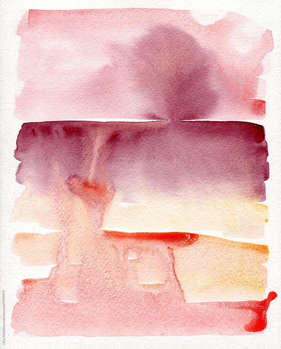 Red palette watercolor abstract art