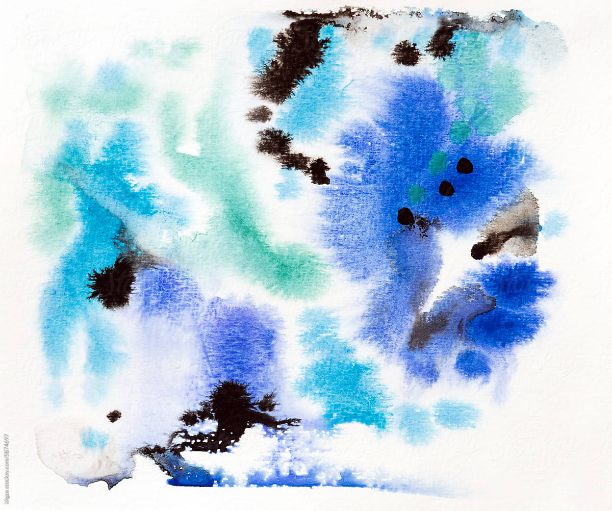 Watercolor abstract in cold colors