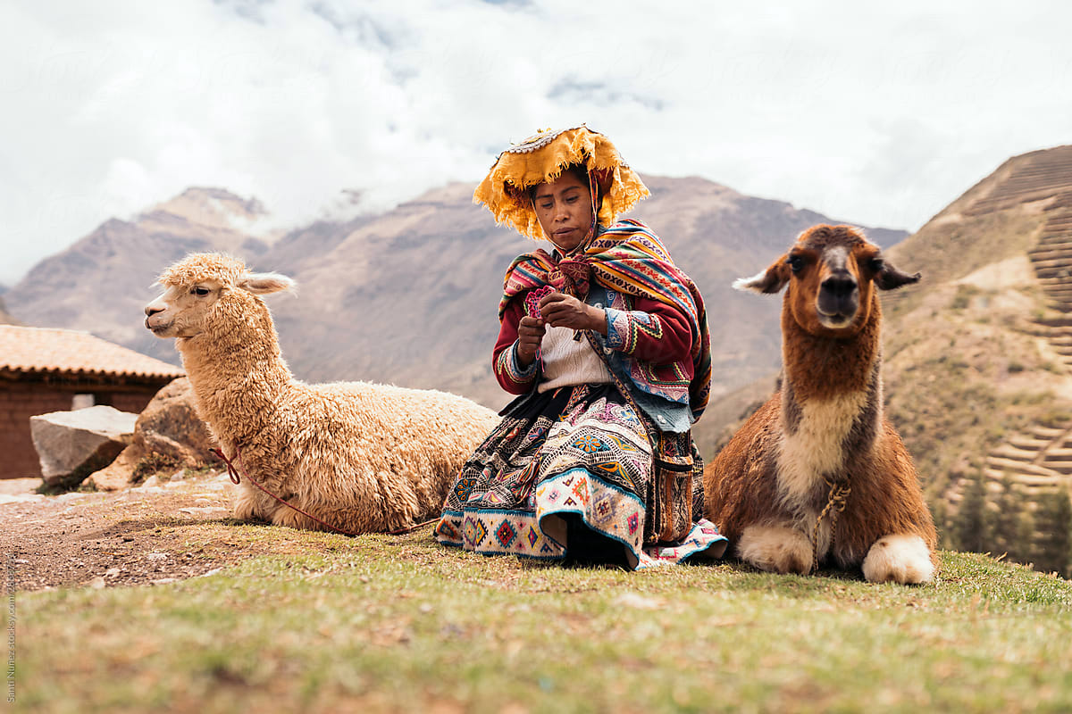 Portrait of traditional peruvian woman