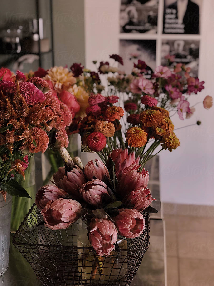 Bouquets in flower shop