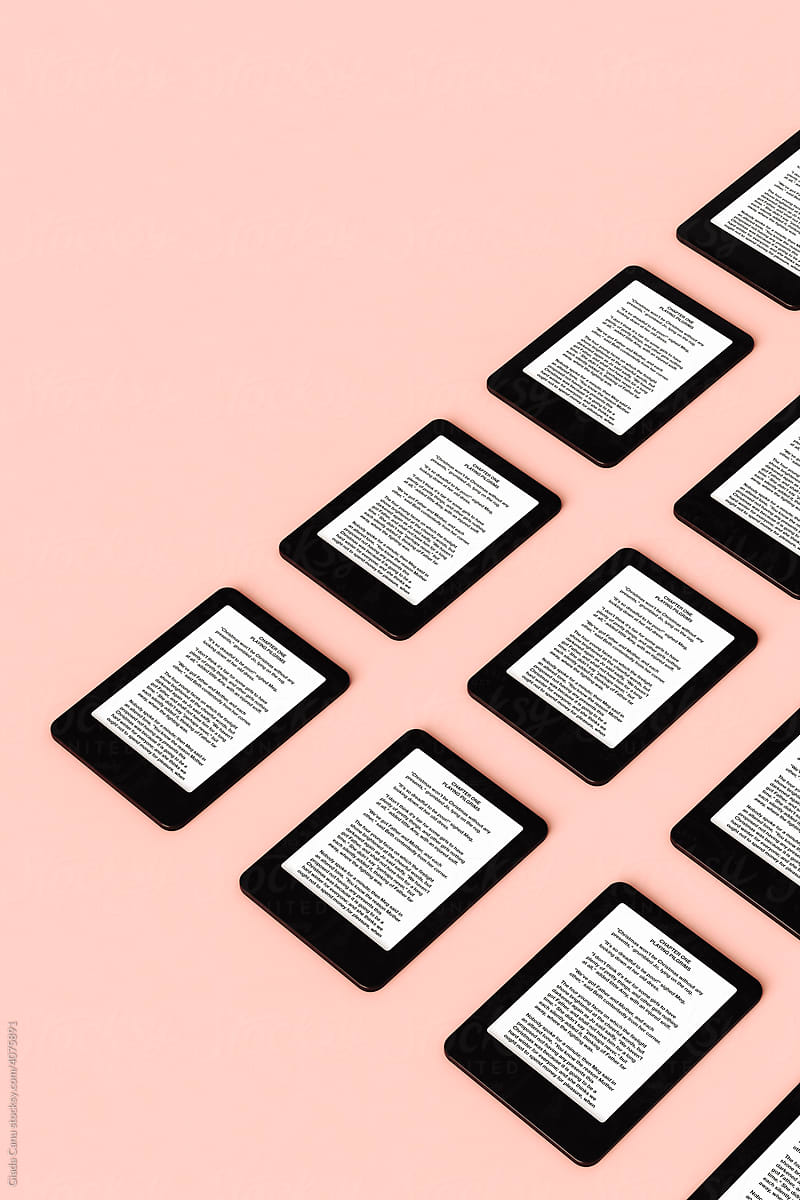 Ebook Reader on pink background