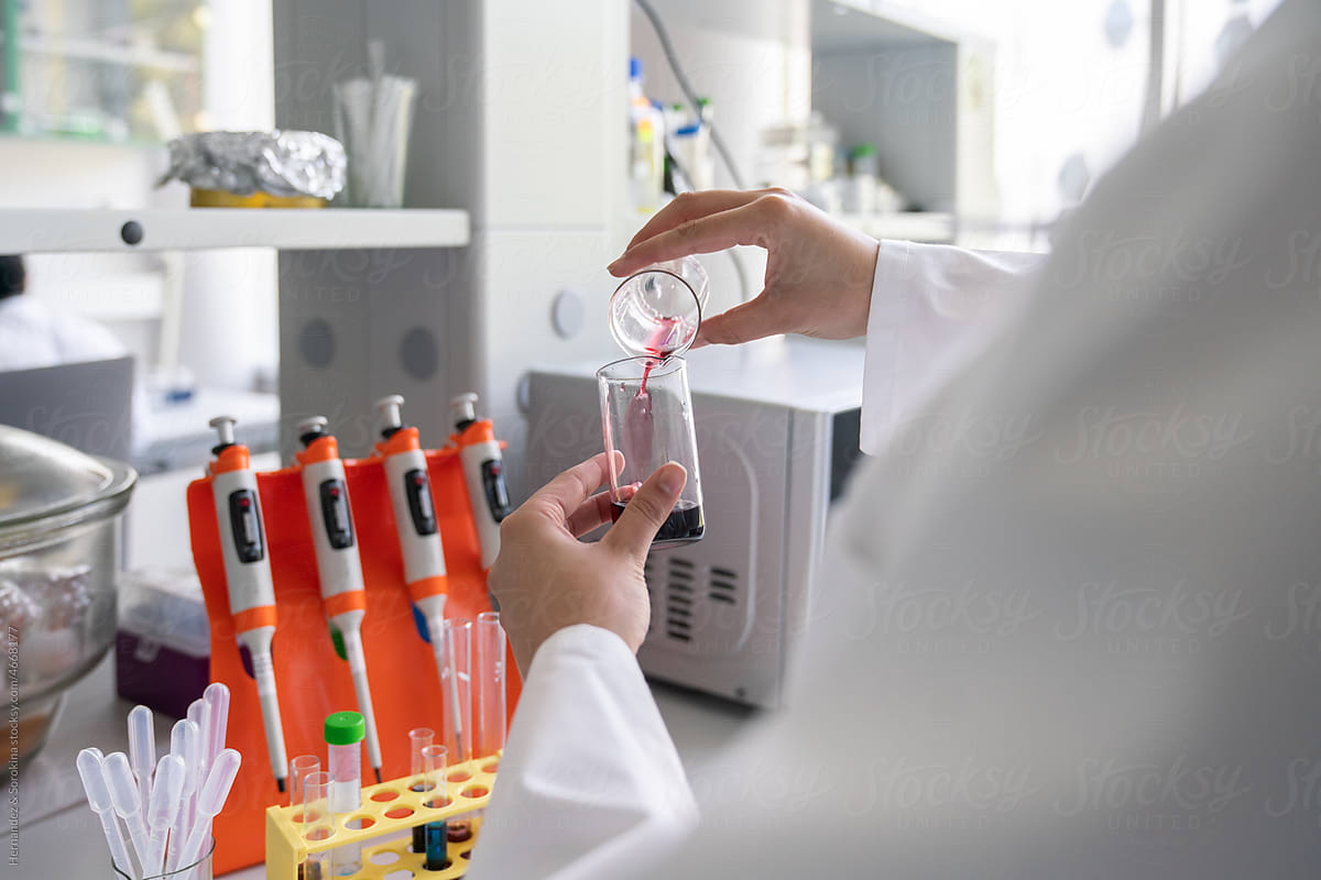 Close Up Of Researcher Working In Laboratory