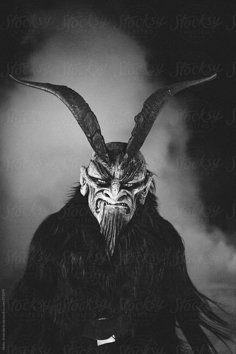 portrait of a scary looking krampus