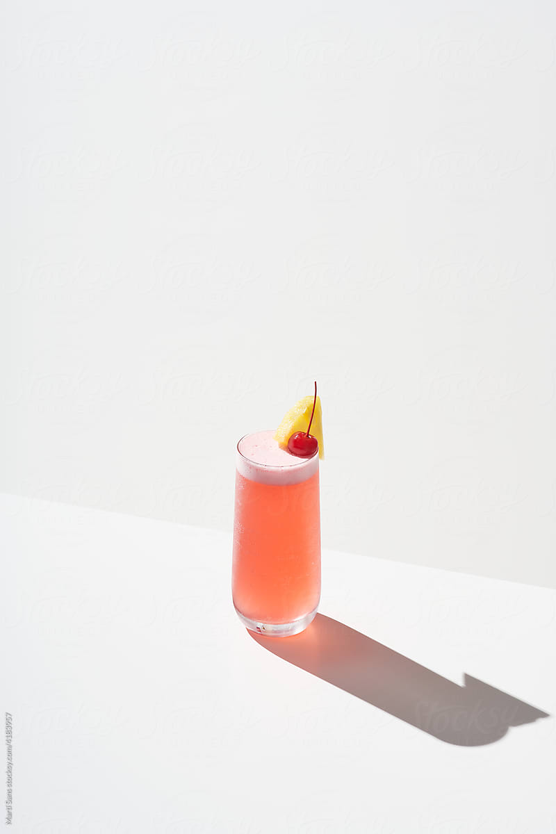 Singapore Sling with cherry and pineapple