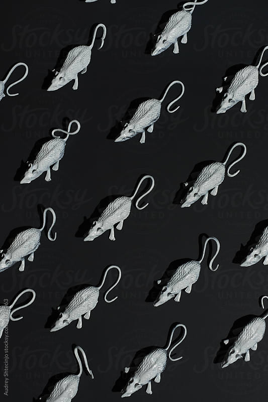 White rats/mouses on black background/toy replica
