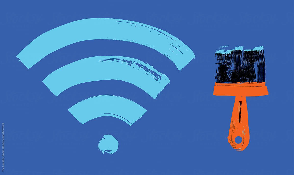 wifi sign and paintbrush