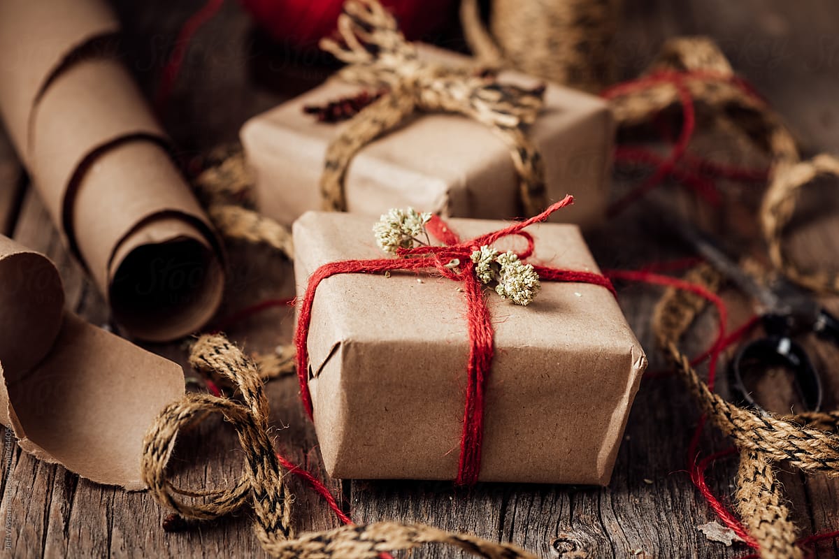 Rustic Christmas Gifts with Wrapping Paper