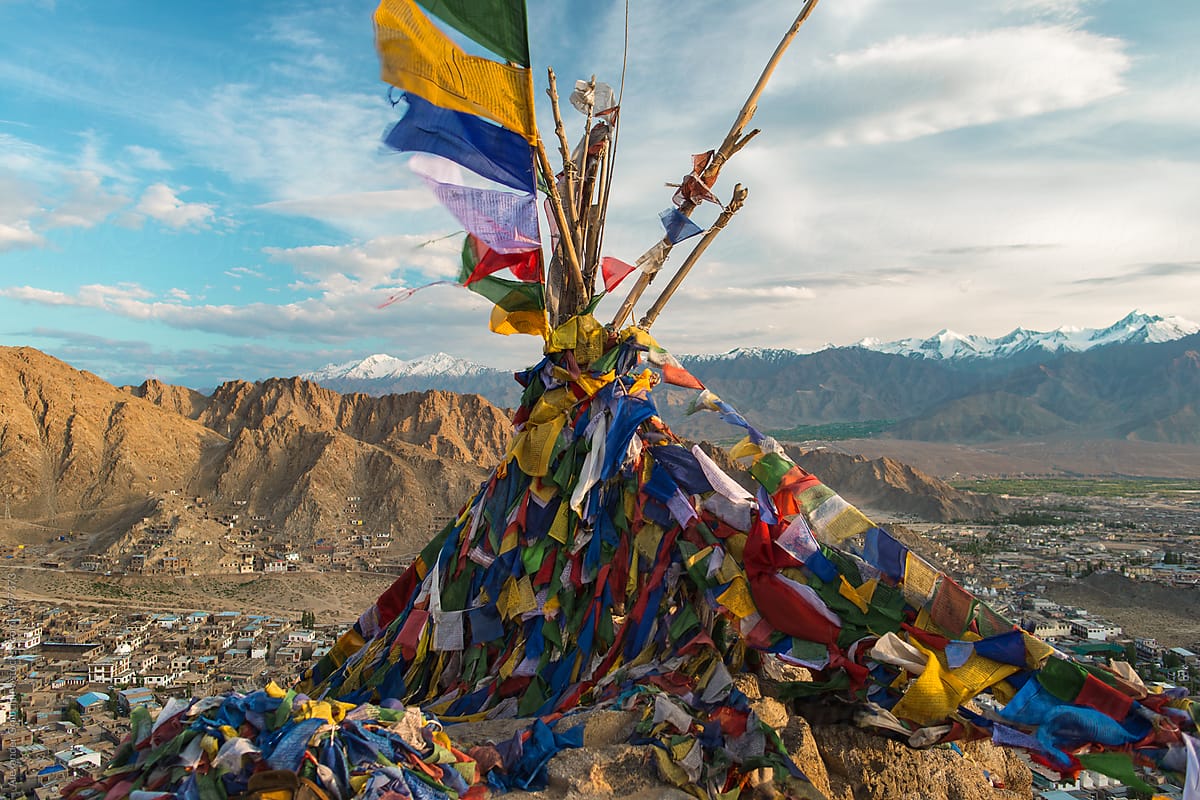 Tibetan Buddhist Prayer Flags In A Mountains