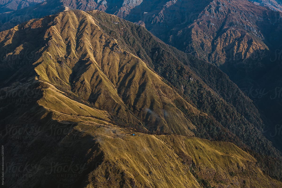 Aerial View Himalayan Mountains Nepal View Stock Footage Video