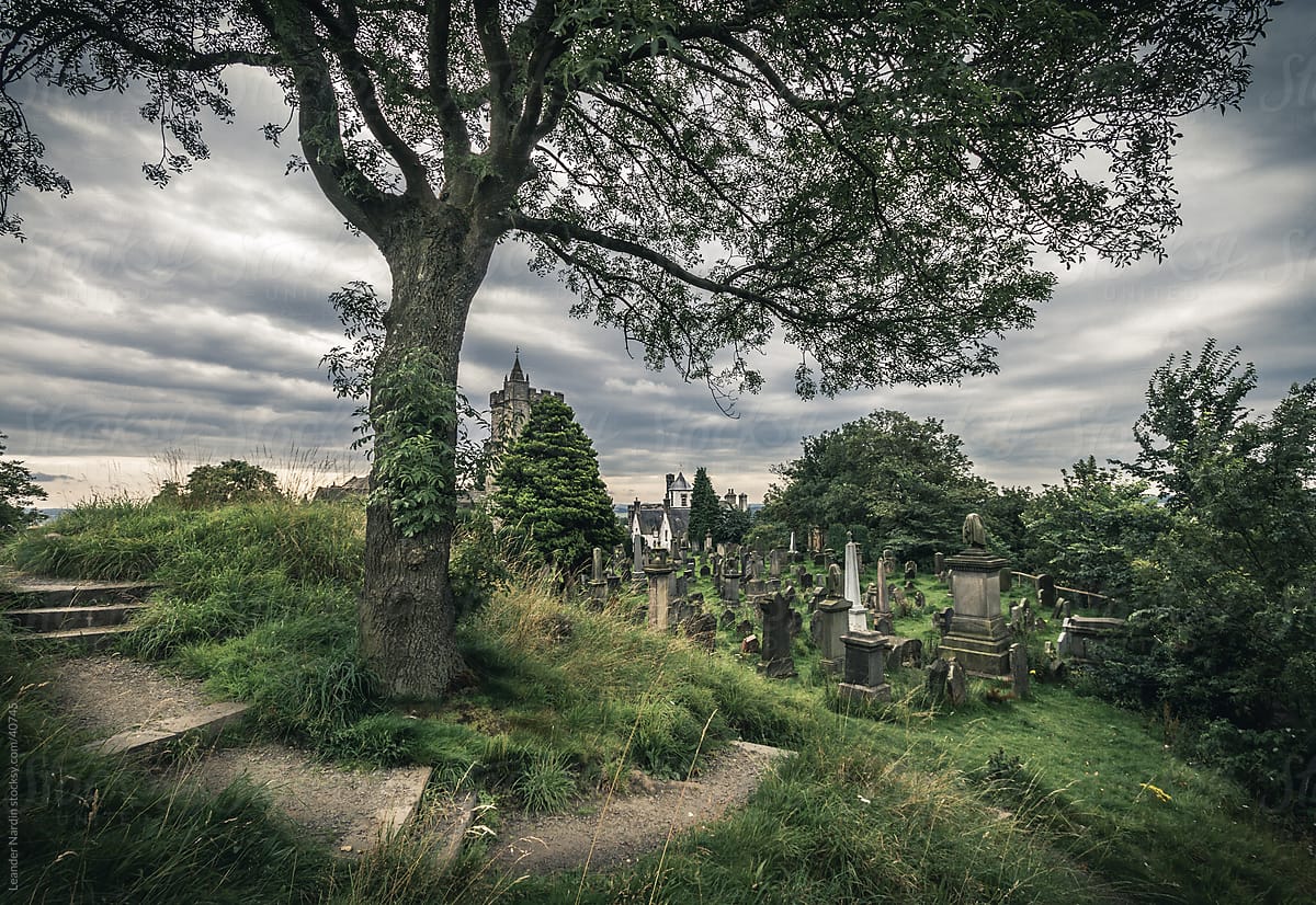 Creepy Cemetery in a mystical light