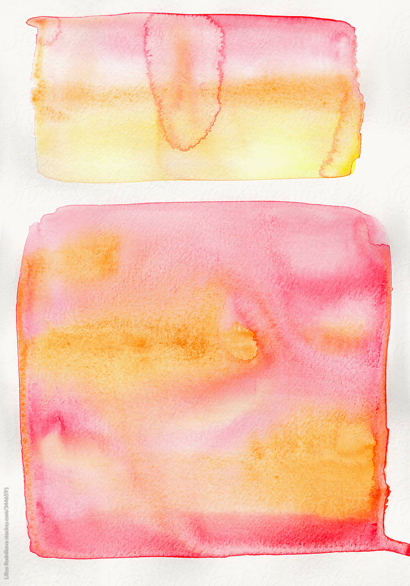 Abstract watercolor illustration in pink and peachy colors