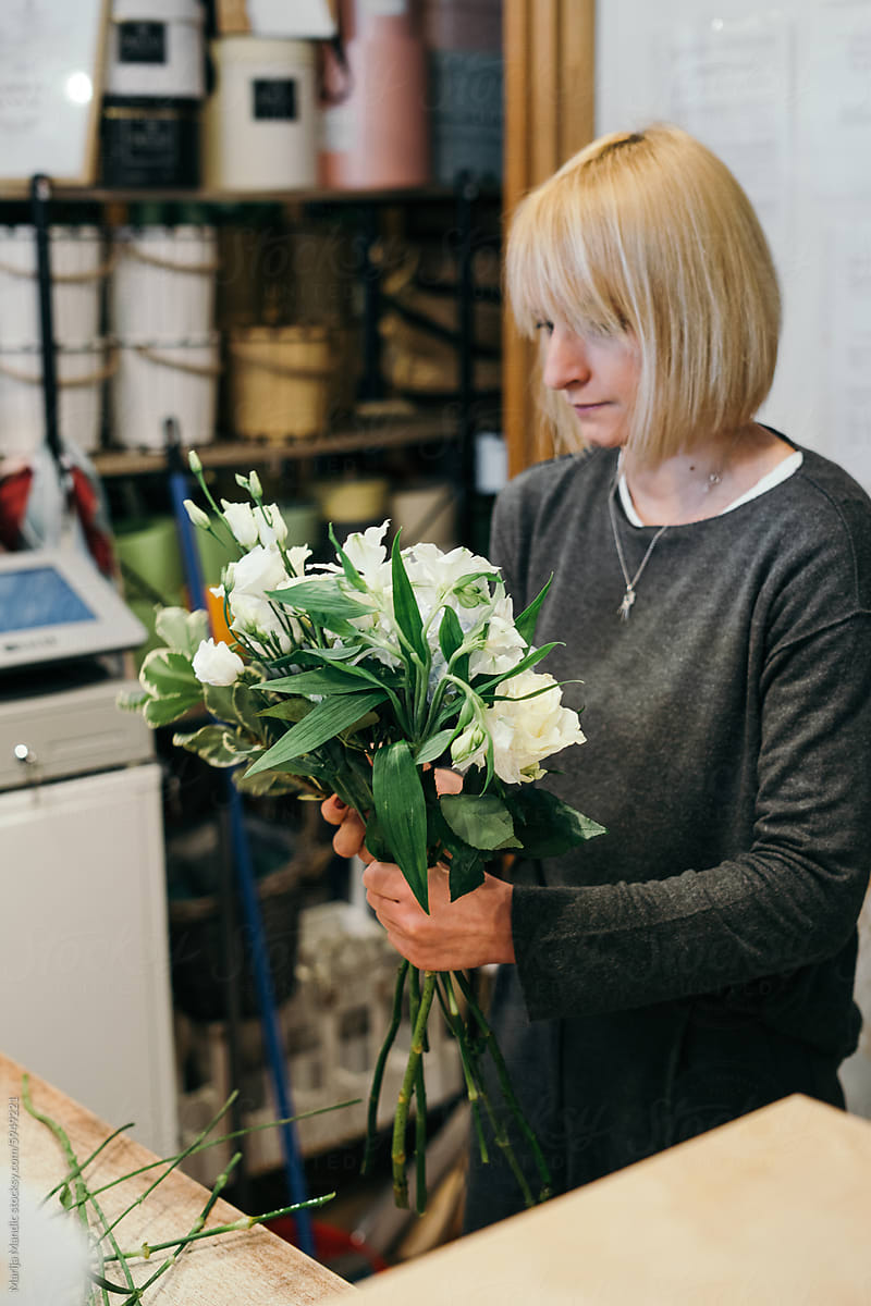 Florist at work in a flower shop