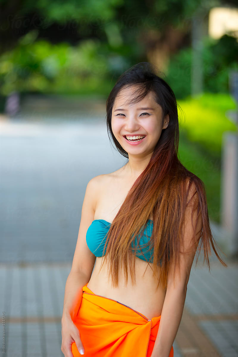 Pretty Young Asian Or Chinese Woman Wearing Bikini In The -7353