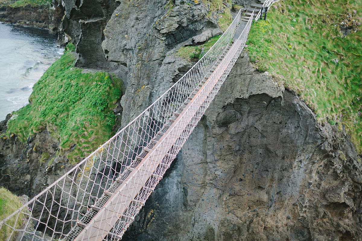 Rope Bridge in Northern Ireland Landscape