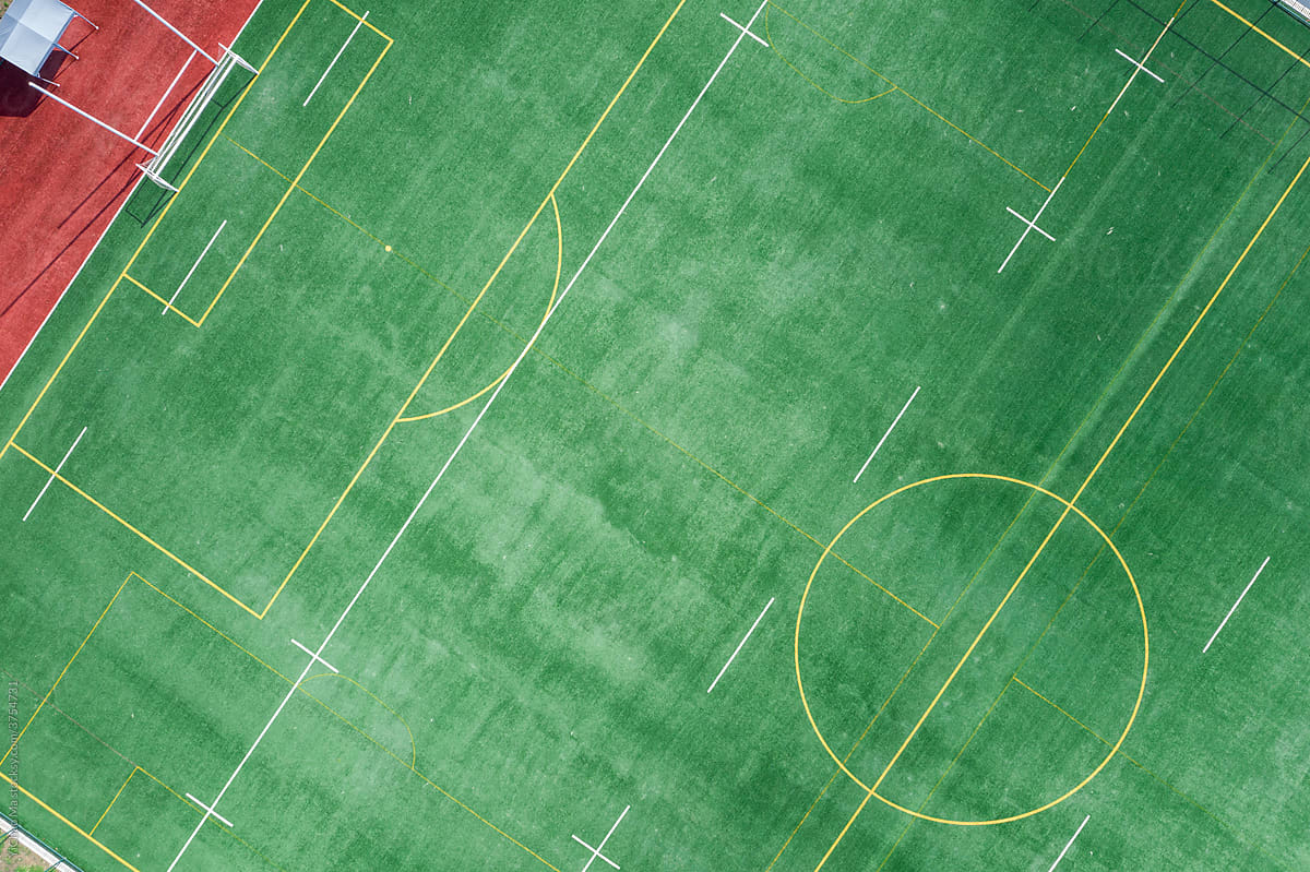 Top view of football field.
