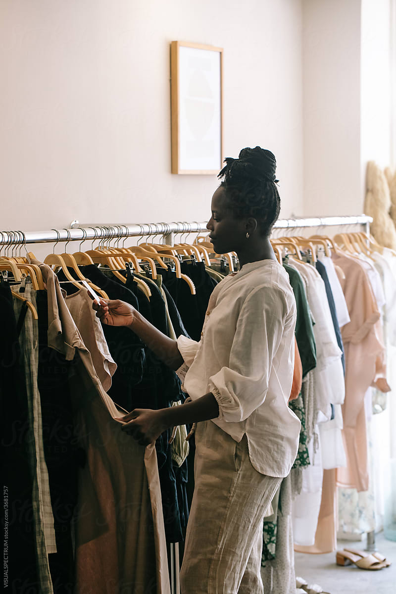 Black Woman Shopping in Fashion Store