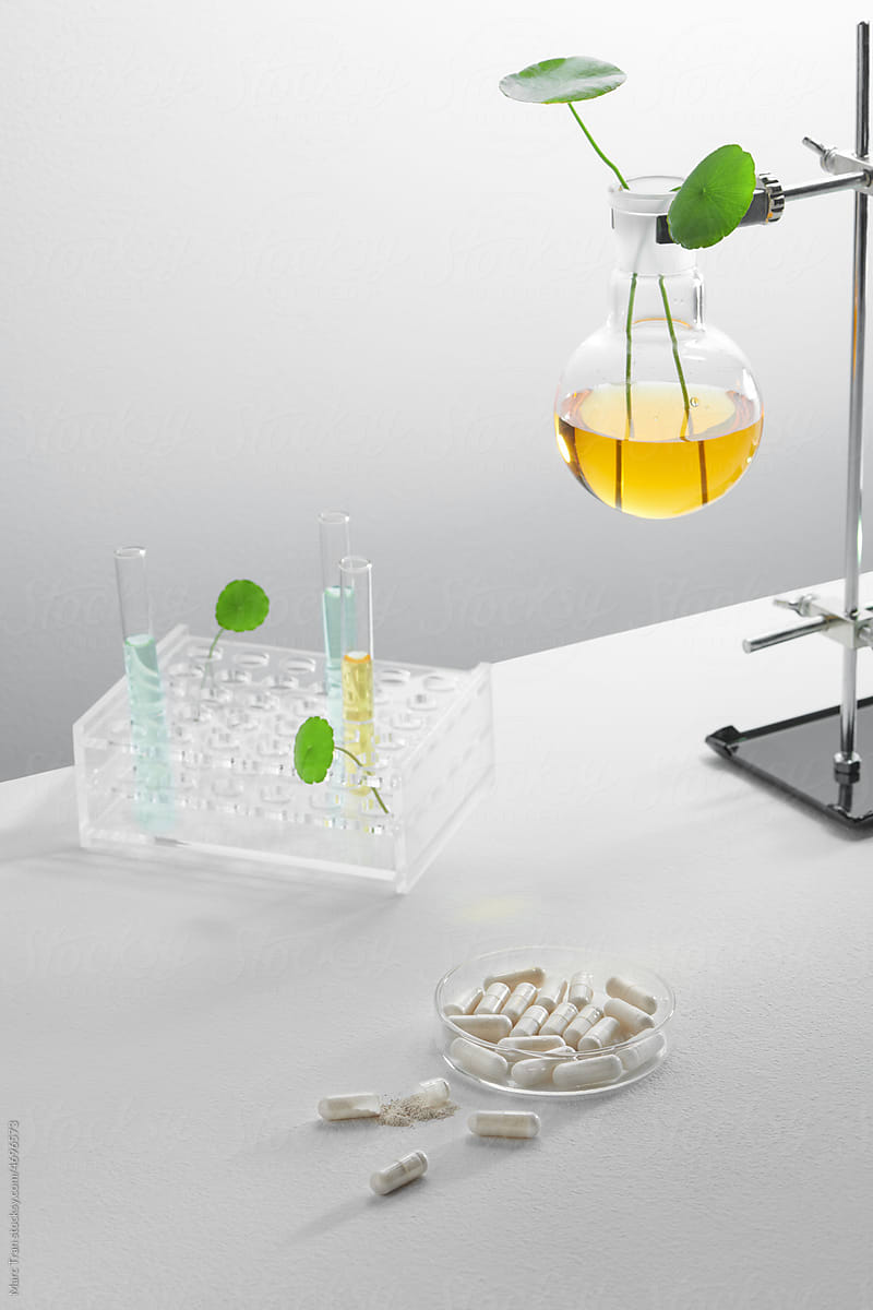 Laboratory glass equipment with natural ingredients and pile