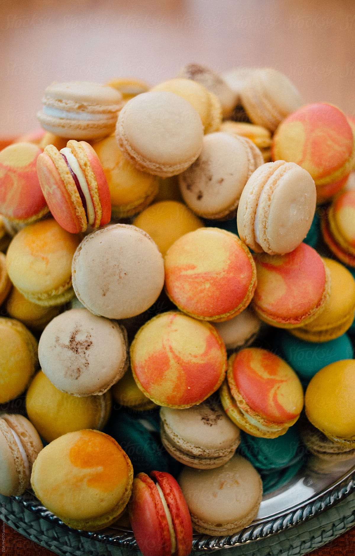 Macaroons on a silver platter