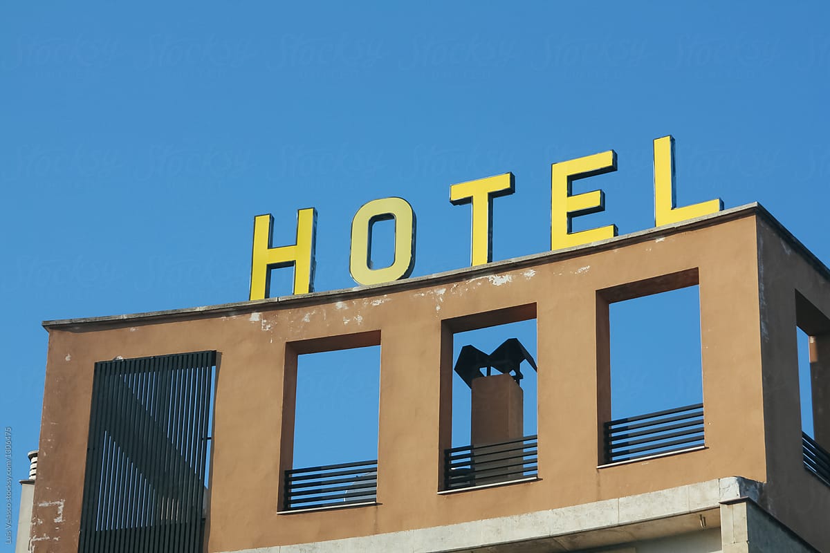 Yellow hotel sign