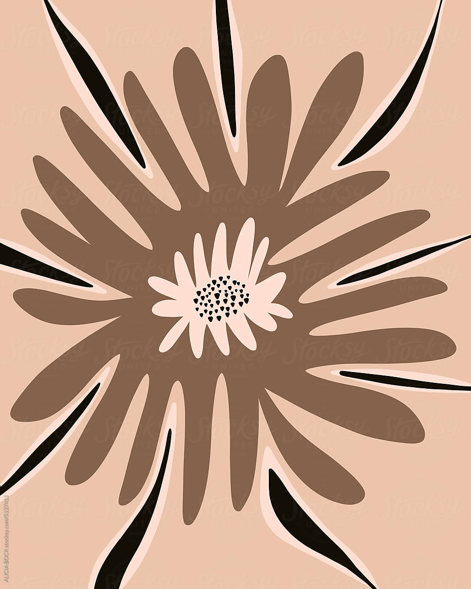 Minimal Abstract Flower Illustration In Neutral Tones