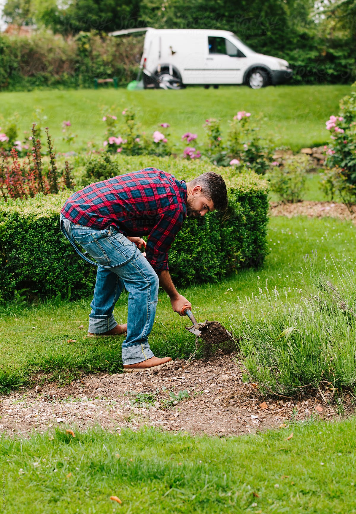 Gardener digging