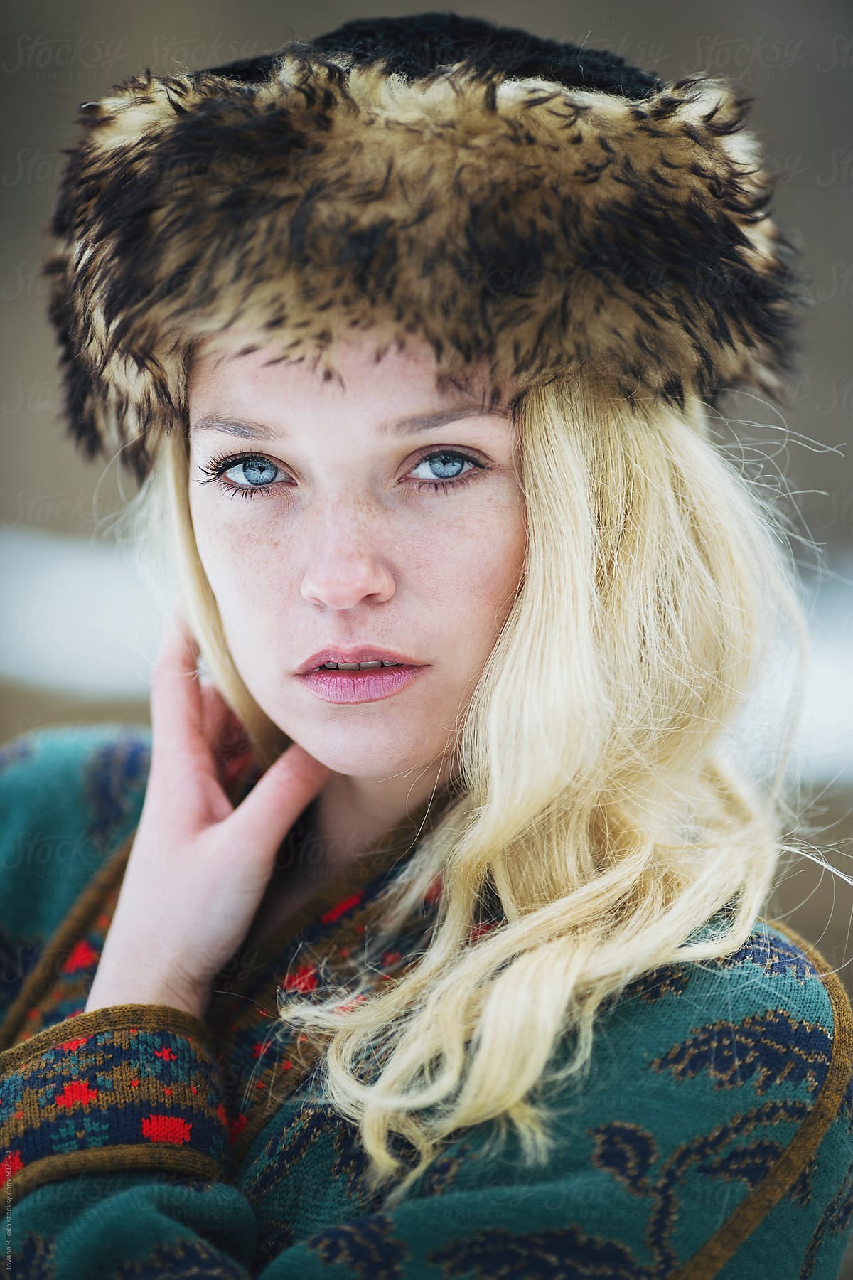 Portrait Of A Beautiful Woman With Freckles And Blue Eyes By Stocksy Contributor Jovana