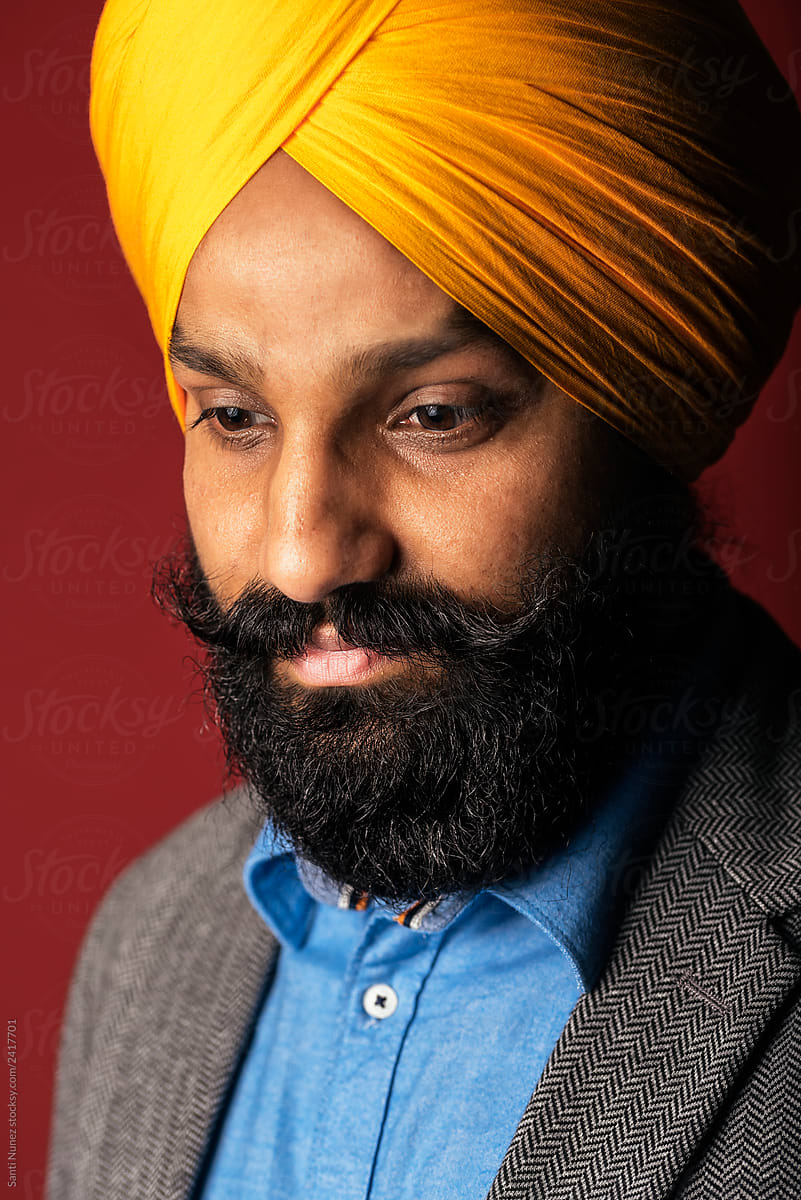 Portrait of young handsome Indian Sikh