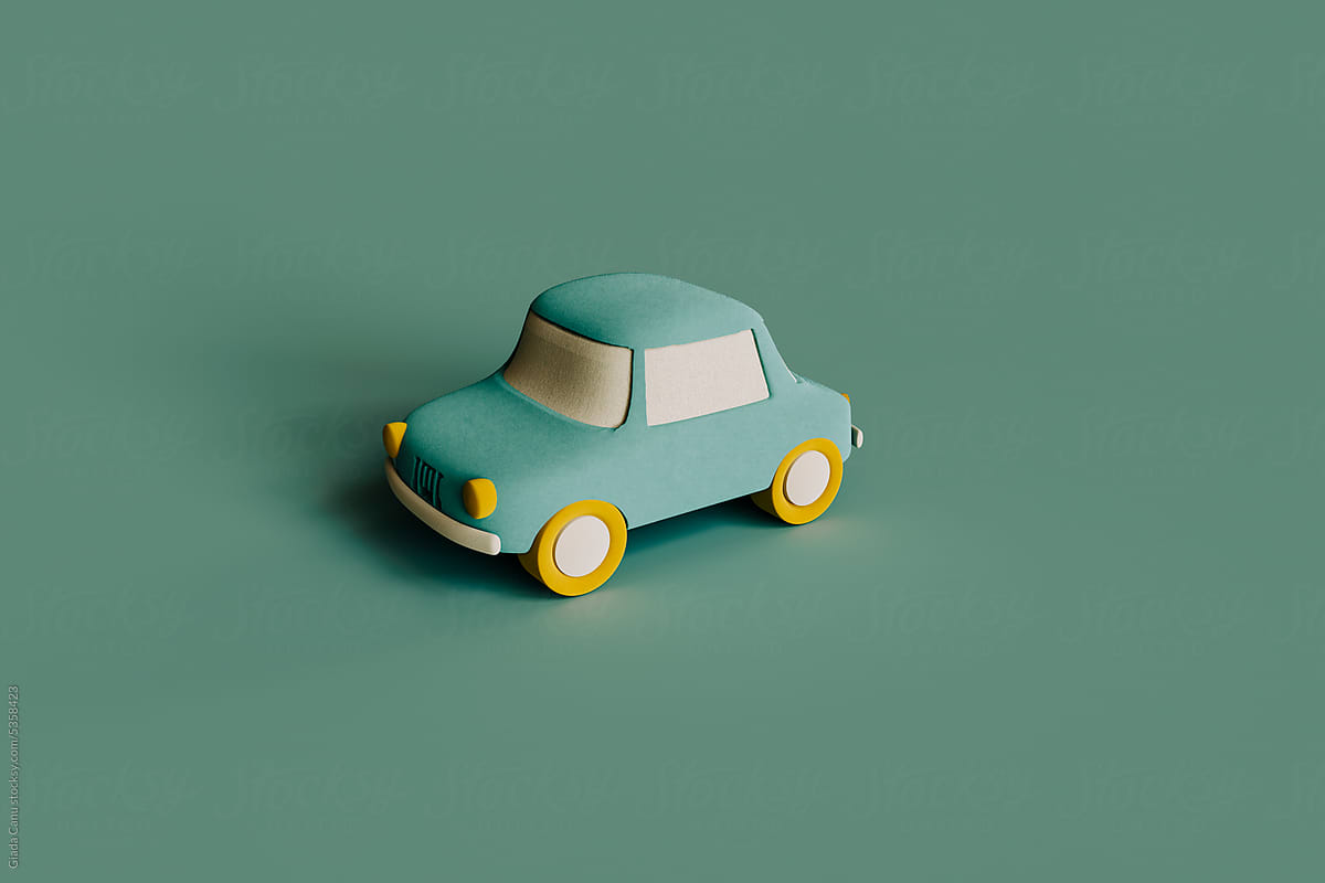 felt toy car. 3d render