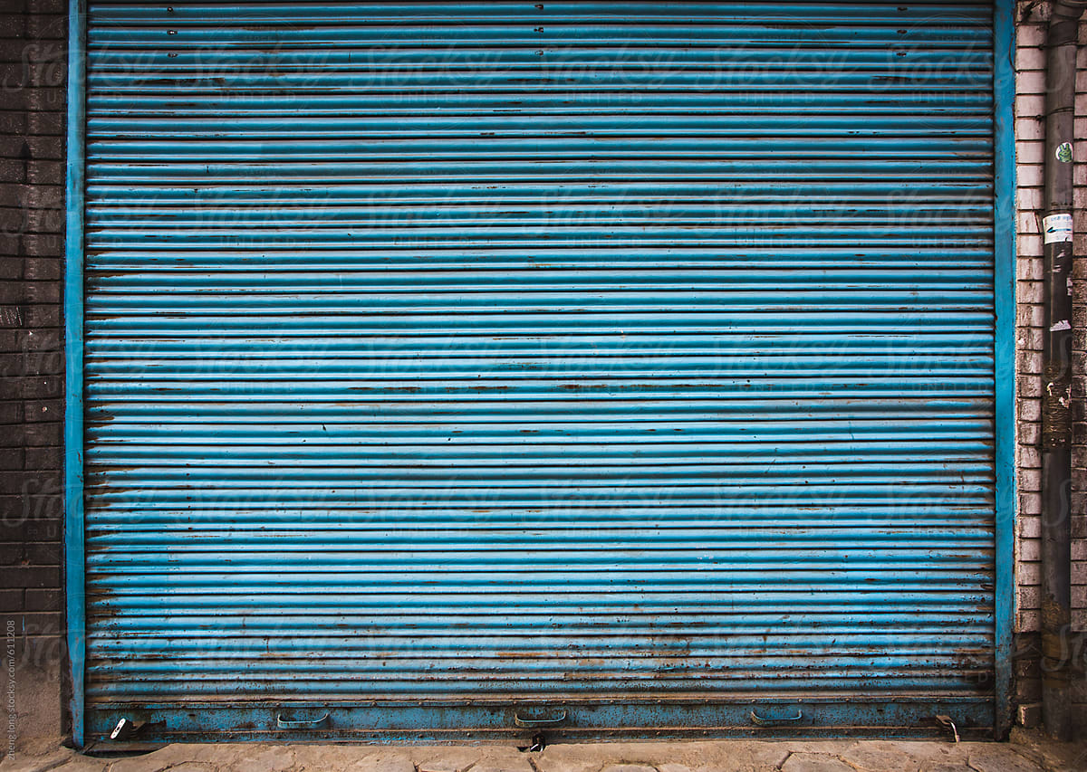 Rolling shutter door in the street of Kathmandu