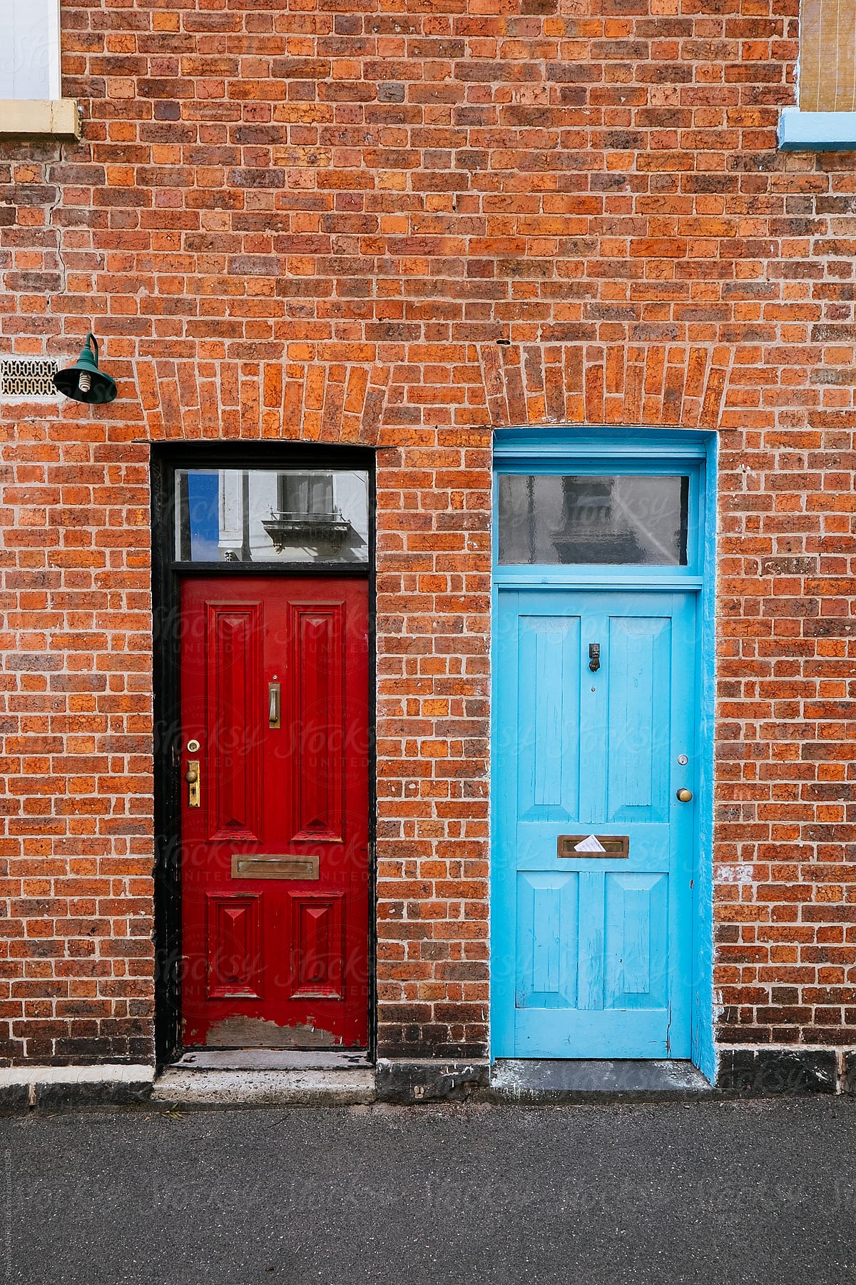 Blue and Red Door in Melbourne Suburb