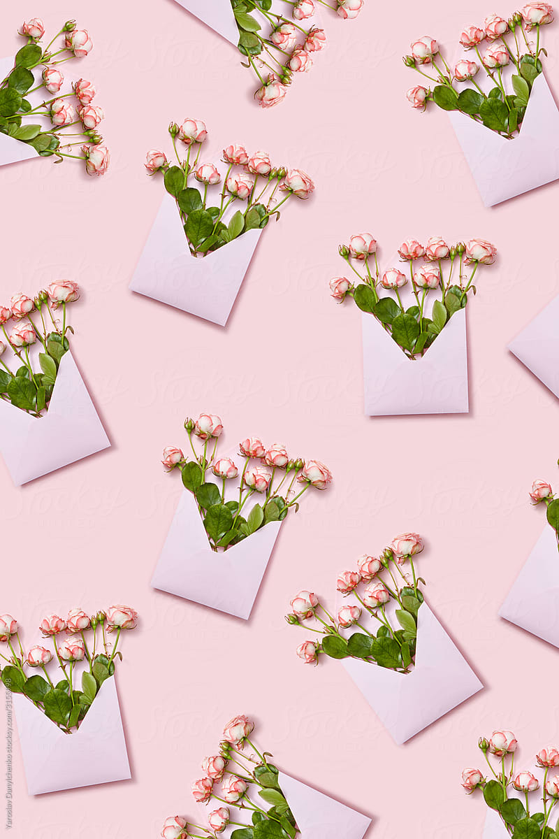 Roses in an envelopes pattern.