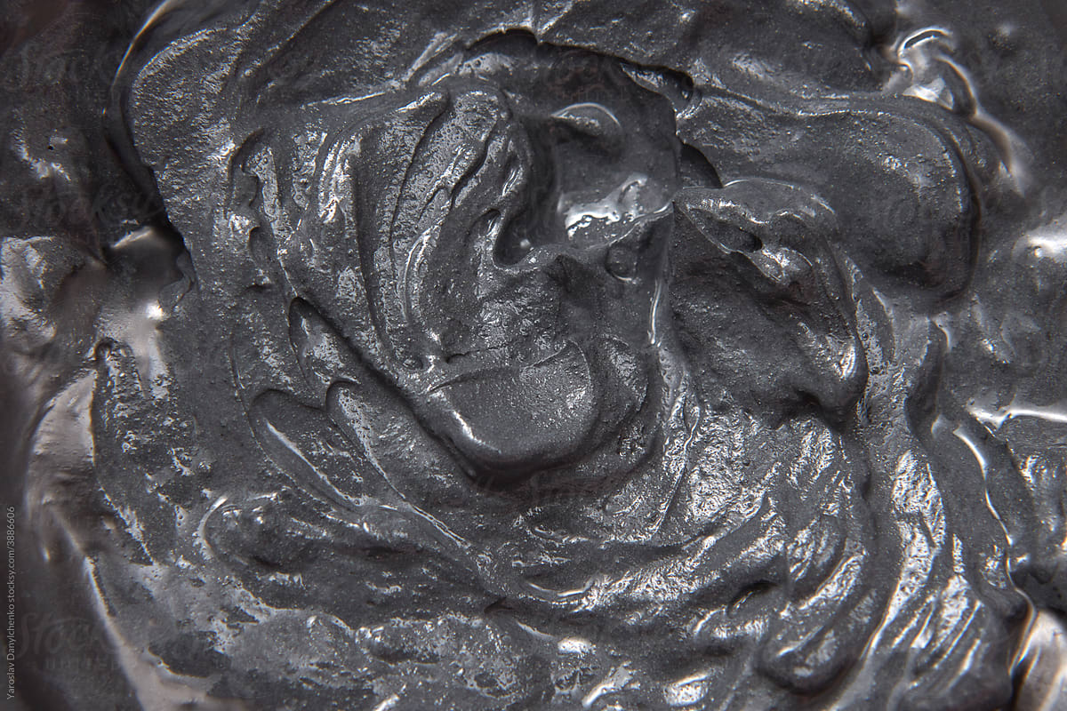 Closeup of black wet clay
