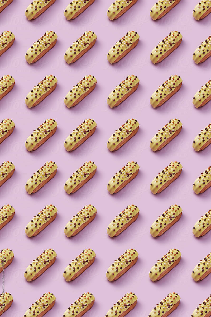 Pattern of tasty eclairs