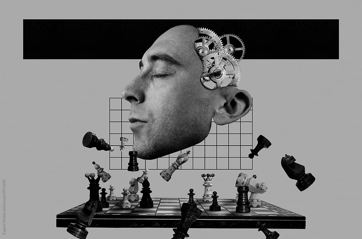 Chess And Head Of A Man
