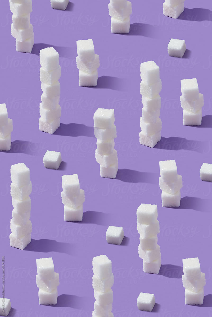 Vertical stacks from sugar cubes.